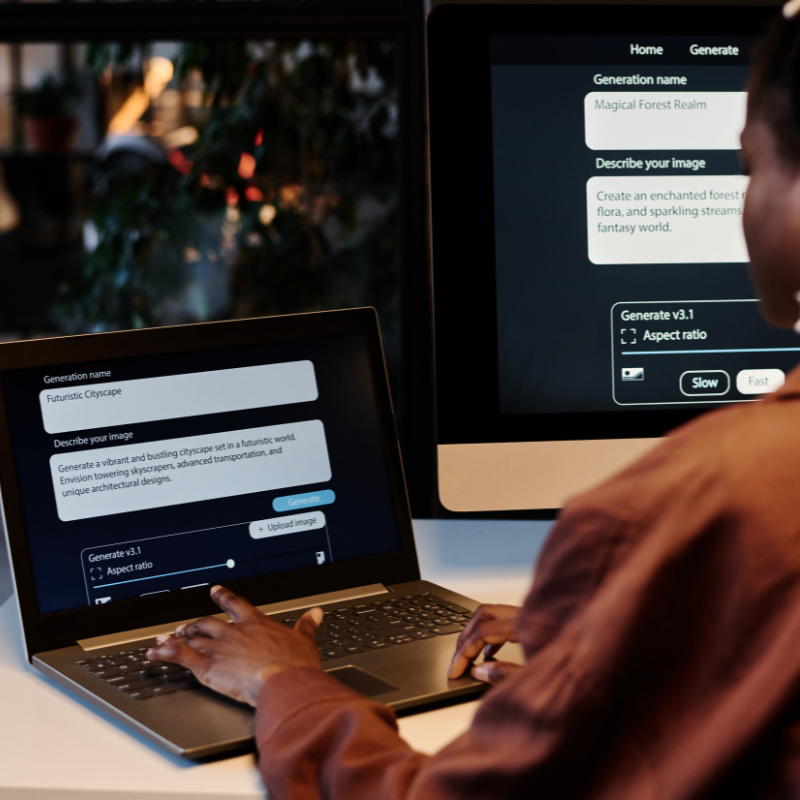 stock image of women using generative engine - used to build relevance to the topic of using generative AI for IRCC applications
