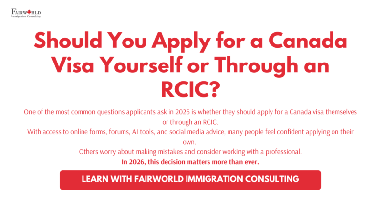 Featured image of the blog post on the topic of Should You Apply for a Canada Visa Yourself or Through an RCIC in 2026